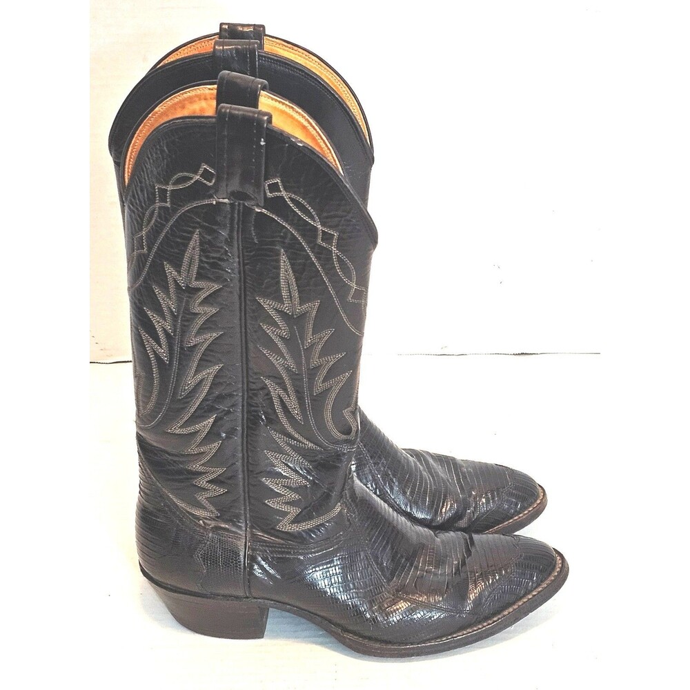 Vintage Nocona 9098 Exotic Teju Lizard Men's Western Boots Size: 7.5 D READ